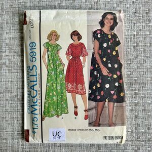 Vtg 70s McCalls Misses Dress Caftan MUU-MUU Pattern 5919 PLUS Size Large (18-20)